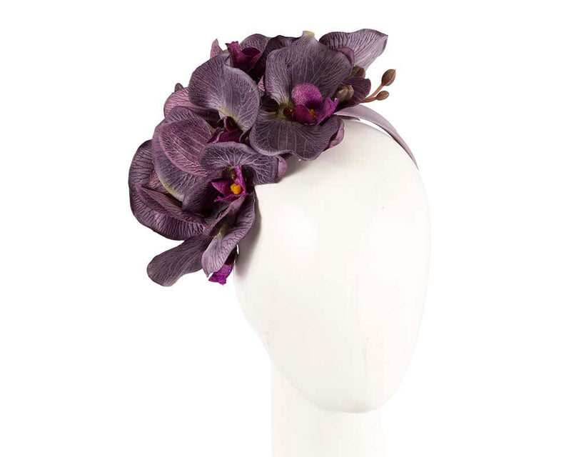 Cupids Millinery Women's Hat Purple Bespoke purple orchid flower headband by Fillies Collection