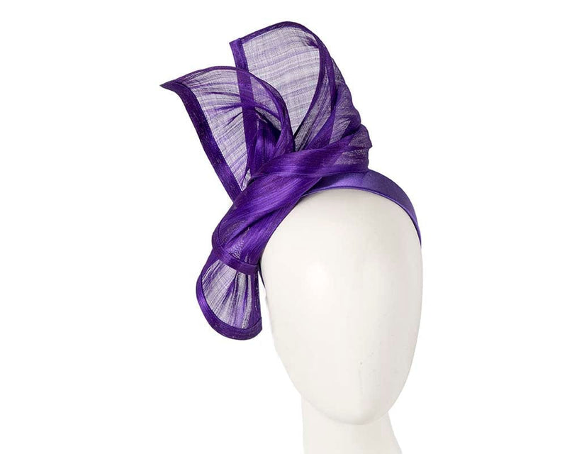 Cupids Millinery Women's Hat Purple Bespoke purple silk abaca racing fascinator by Fillies Collection