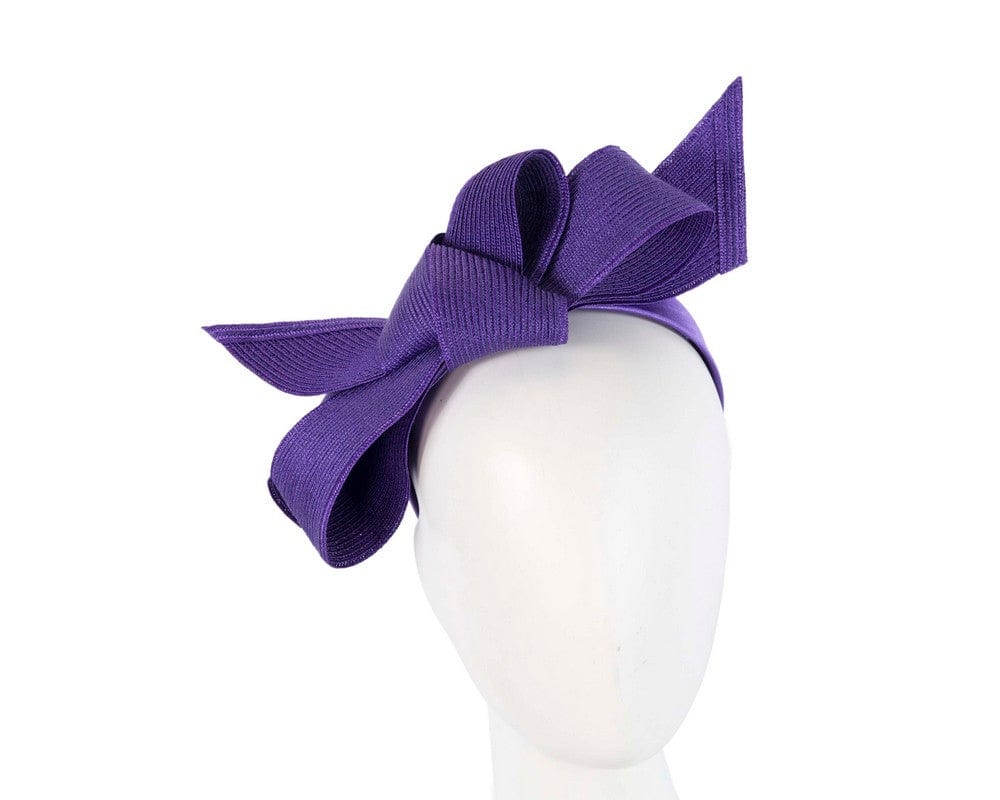 Cupids Millinery Women's Hat Purple Large purple bow racing fascinator by Max Alexander