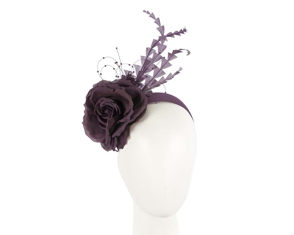 Cupids Millinery Women's Hat Purple Purple flower feather fascinator