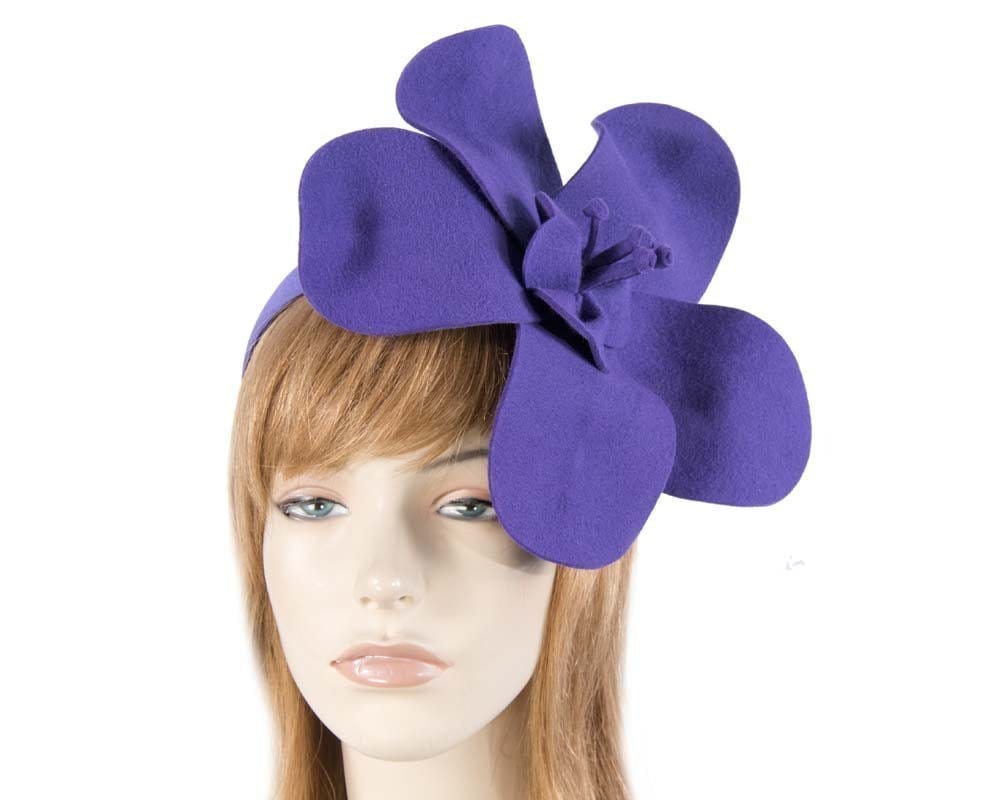 Cupids Millinery Women's Hat Purple Unusual purple felt Max Alexander fascinator for races buy online in Australia J295P