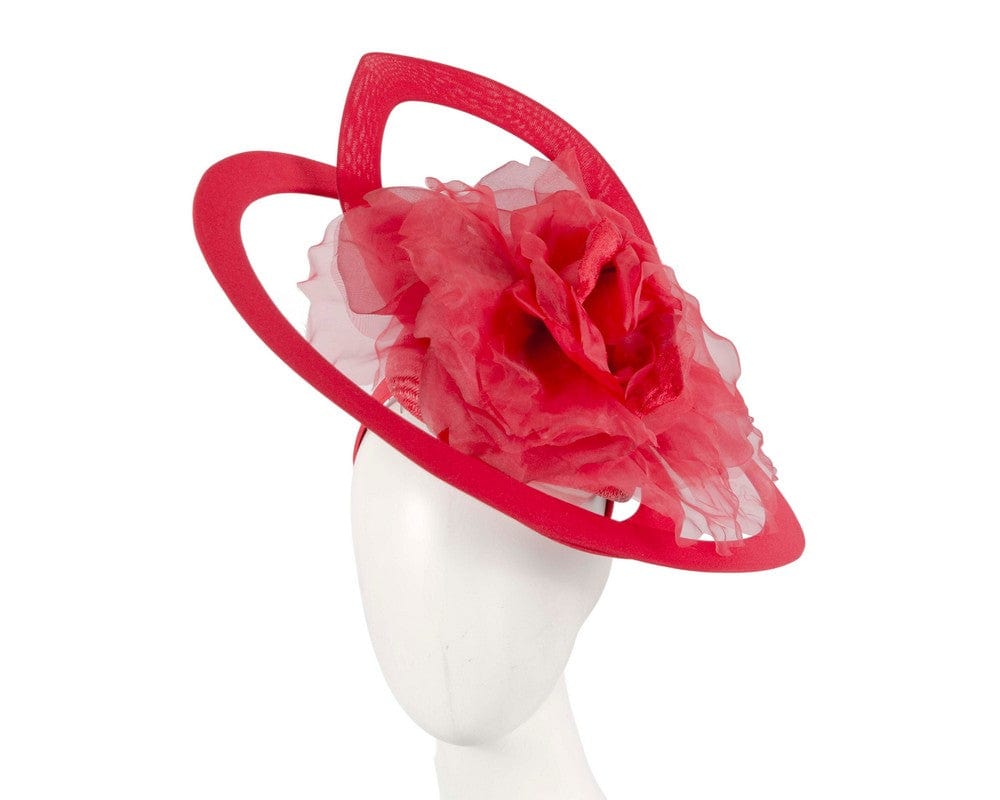 Cupids Millinery Women's Hat Red Bespoke large red racing fascinator by Fillies Collection