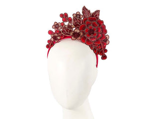 Cupids Millinery Women's Hat Red Bespoke red crown fascinator by Cupids Millinery