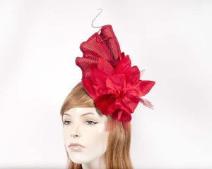 Cupids Millinery Women's Hat Red Bespoke red fascinator with flower