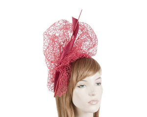 Cupids Millinery Women's Hat Red Bespoke red lace fascinator