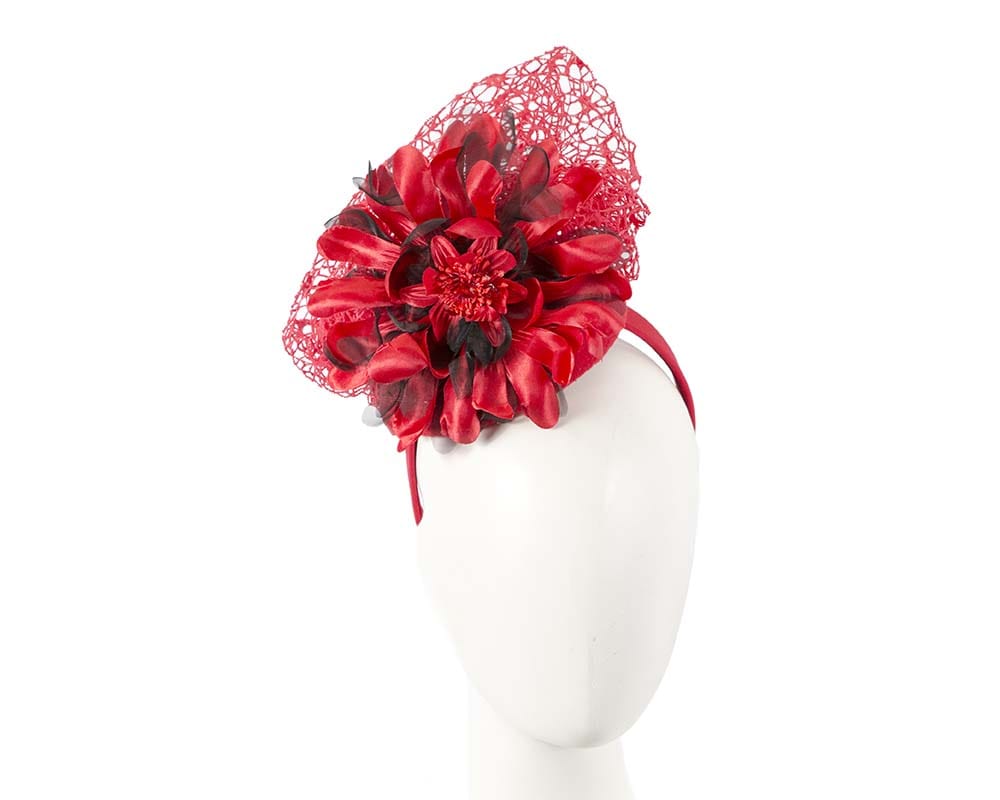 Cupids Millinery Women's Hat Red Bespoke red winter racing fascinator