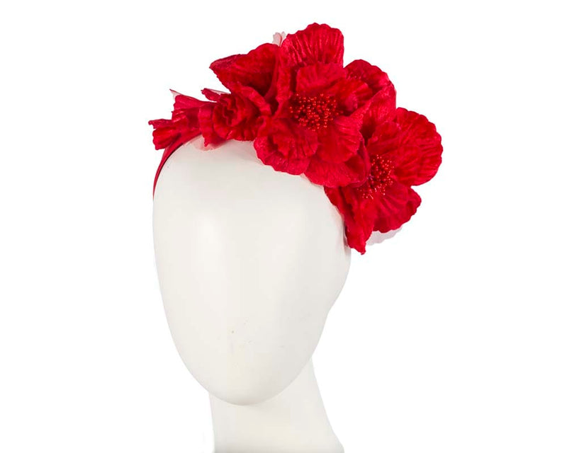 Cupids Millinery Women's Hat Red Bright Red Flower Fascinator Headband