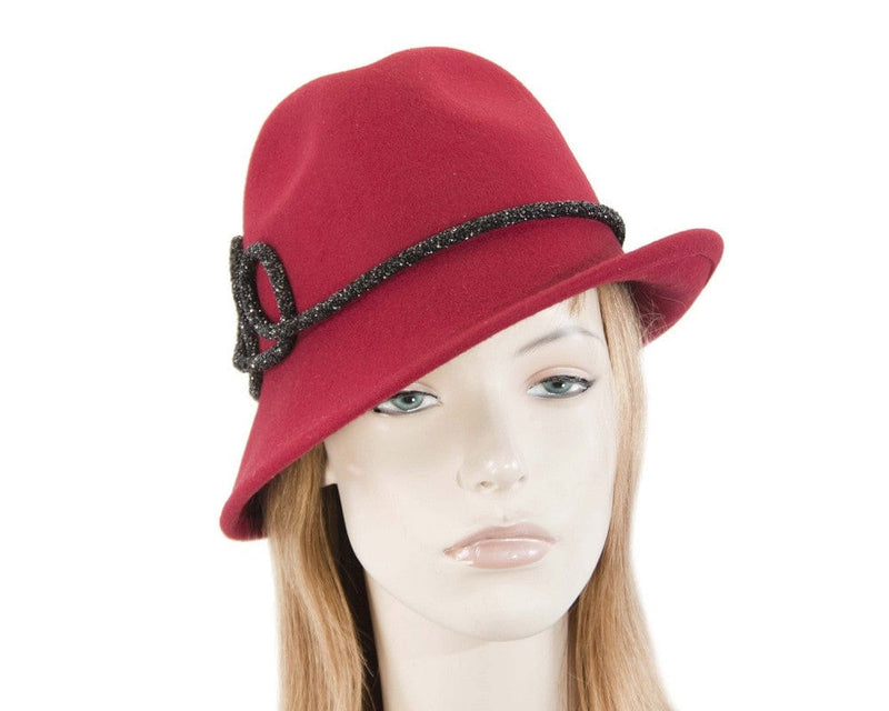 Cupids Millinery Women's Hat Red Designers red felt ladies fedora hat