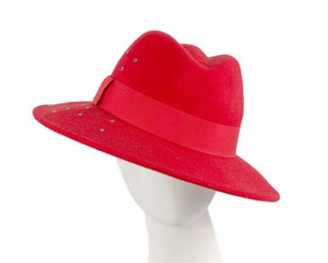 Cupids Millinery Women's Hat Red Exclusive wide brim red fedora felt hat by Max Alexander