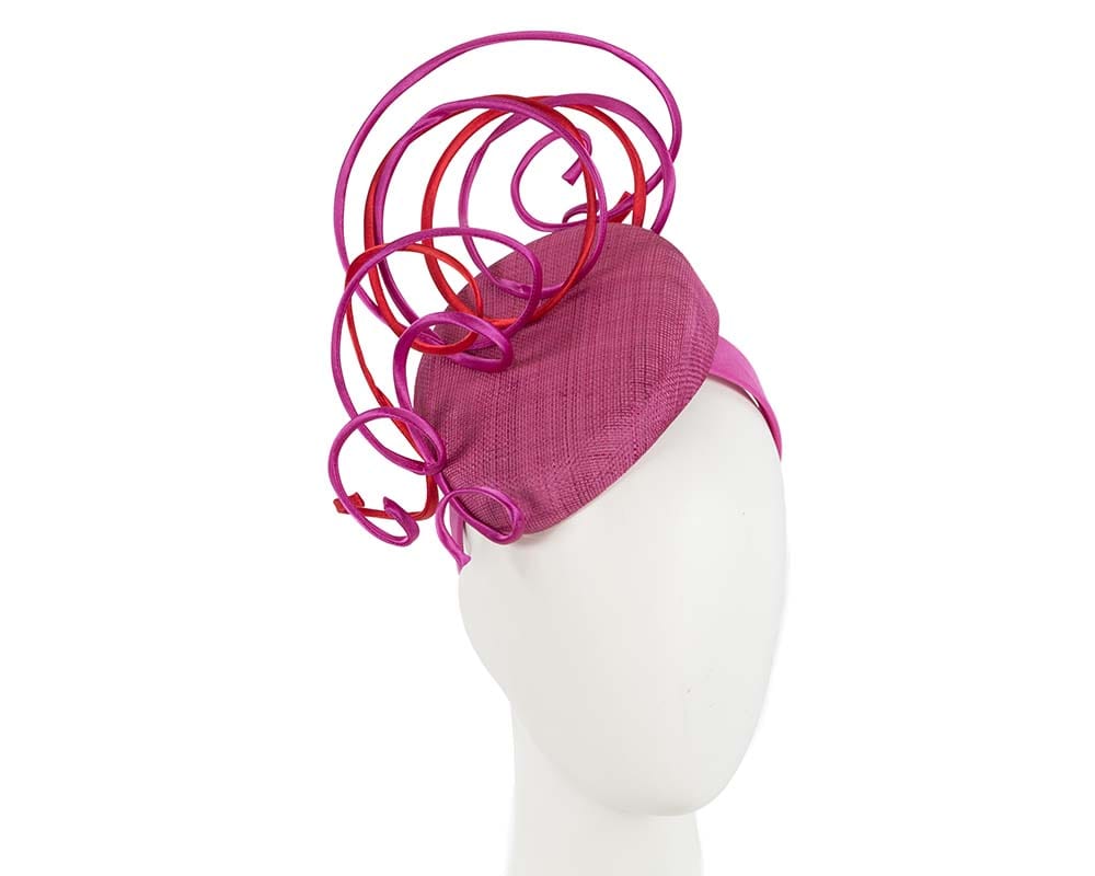 Cupids Millinery Women's Hat Red/Fuchsia Designers fuchsia and red pillbox fascinator by Fillies Collection