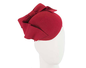 Cupids Millinery Women's Hat Red Large  felt red winter racing fascinator hat by Cupids Millinery