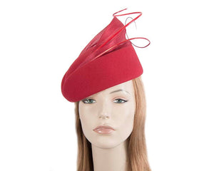 Cupids Millinery Women's Hat Red Large red felt fascinator hat by Fillies Collection