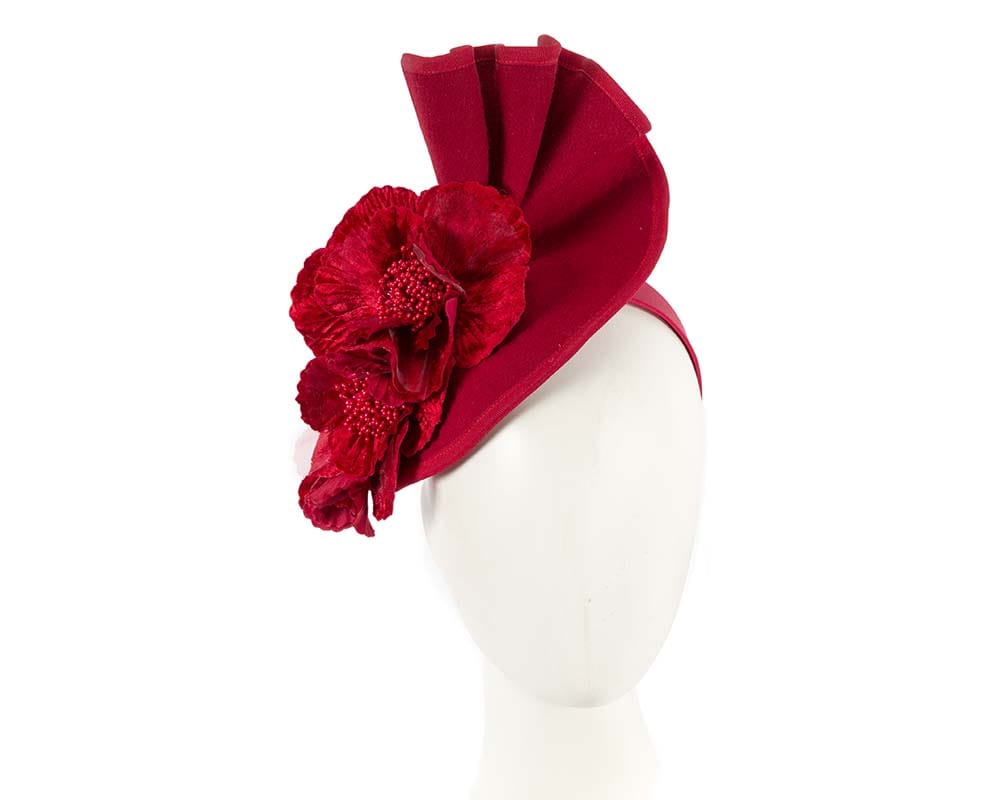 Cupids Millinery Women's Hat Red Large red felt flower fascinator by Fillies Collection