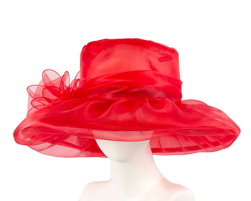 Cupids Millinery Women's Hat Red Large Red Organza Racing Hat