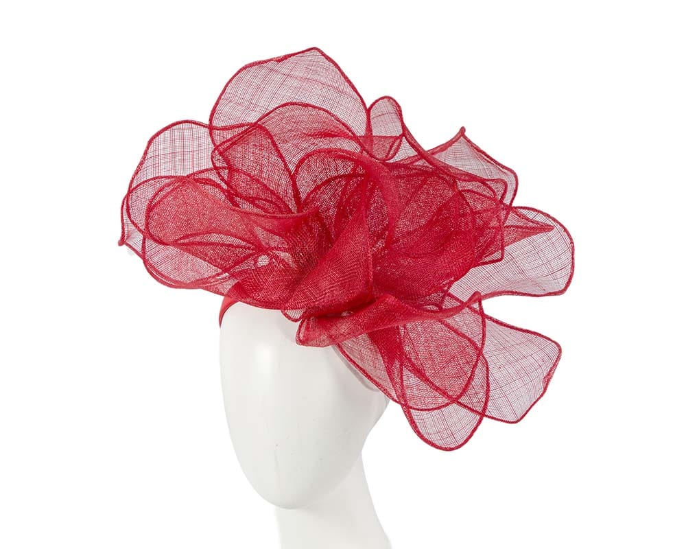 Cupids Millinery Women's Hat Red Large red racing fascinator for Melbourne Cup