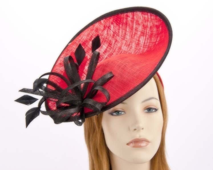 Cupids Millinery Women's Hat Red Large red racing fascinator hat for Melbourne Cup Derby buy online in Aus MA634R
