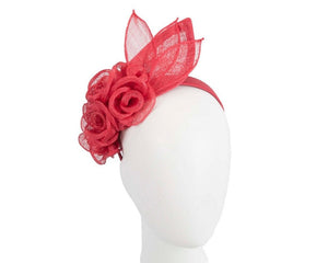 Cupids Millinery Women's Hat Red Large red sinamay  flower fascinator by Max Alexander