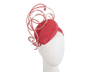 Cupids Millinery Women's Hat Red/Nude Designers red & nude pillbox fascinator by Fillies Collection