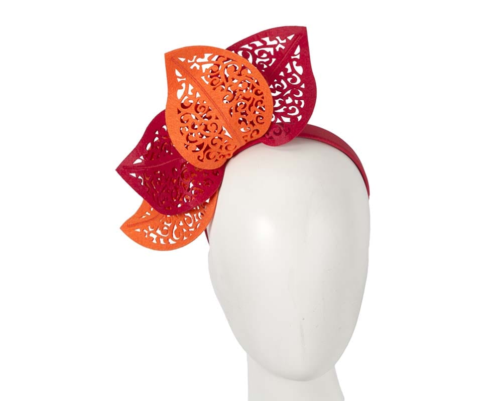 Cupids Millinery Women's Hat Red/Orange Modern red & orange racing fascinator by Max Alexander