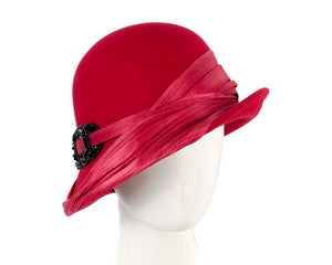 Cupids Millinery Women's Hat Red Red felt draped cloche hat