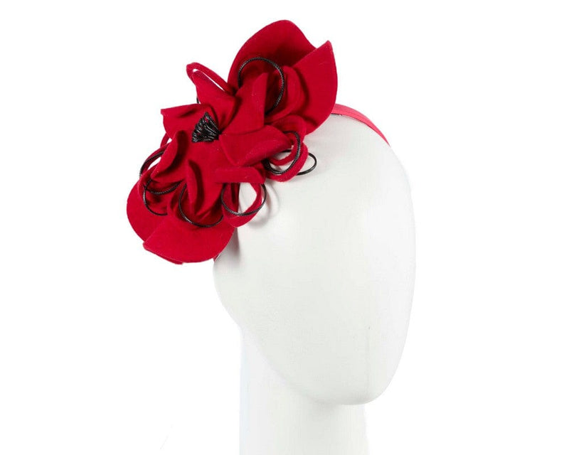 Cupids Millinery Women's Hat Red Red felt flower racing fascinator