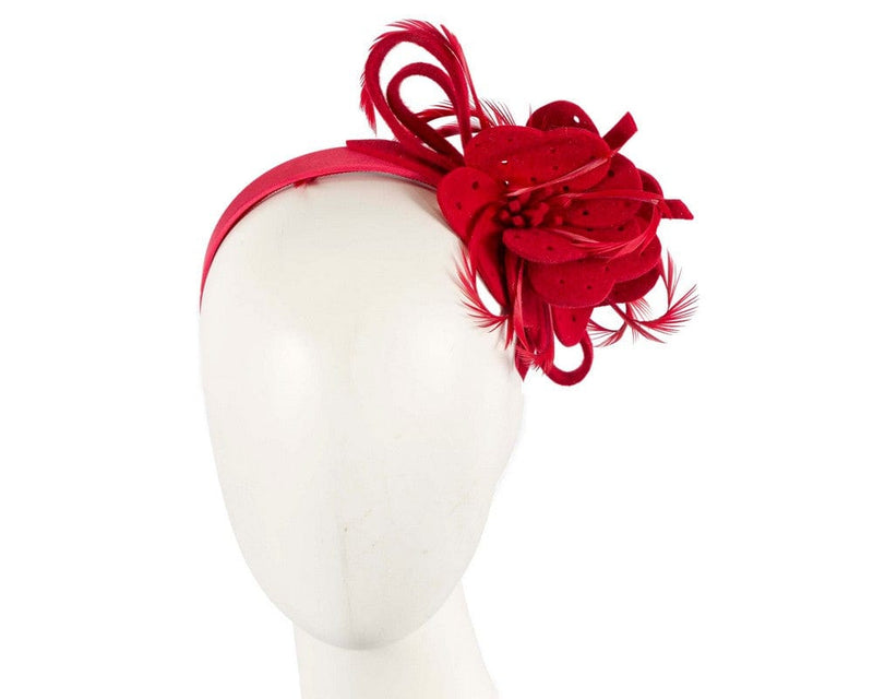 Cupids Millinery Women's Hat Red Red felt flower winter fascinator