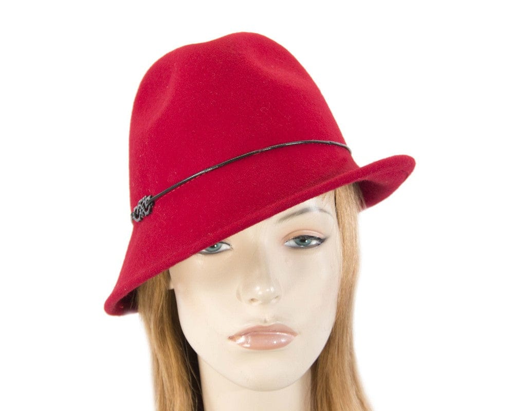 Cupids Millinery Women's Hat Red Red felt ladeis winter fedora hat