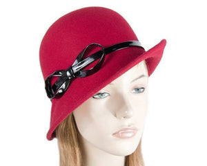 Cupids Millinery Women's Hat Red Red felt ladies cloche hat