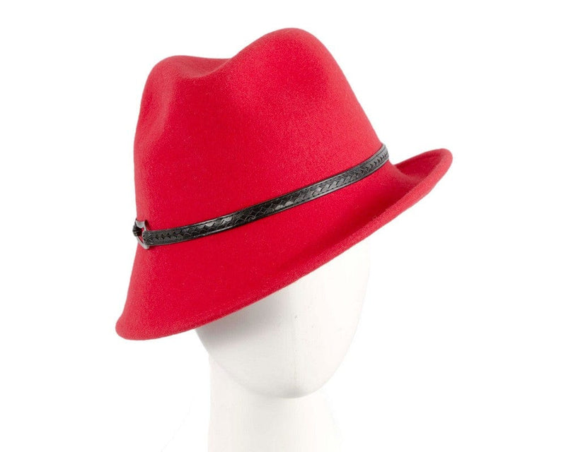 Cupids Millinery Women's Hat Red Red felt trilby hat by Max Alexander