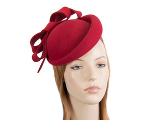 Cupids Millinery Women's Hat Red Red felt winter fascinator hat by Fillies Collection