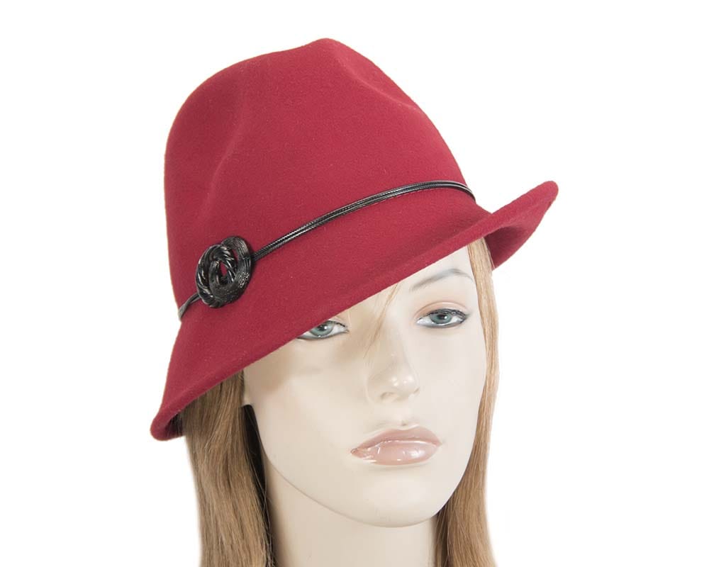 Cupids Millinery Women's Hat Red Red ladies fashion felt trilby hat by Max Alexander