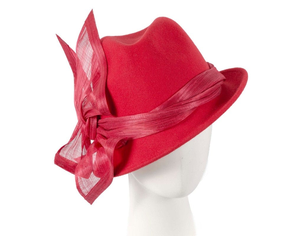 Cupids Millinery Women's Hat Red Red ladies winter fashion felt fedora hat by Fillies Collection