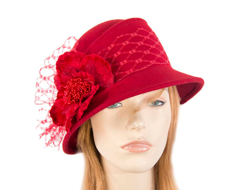 Cupids Millinery Women's Hat Red Red ladies winter fashion felt hat buy online in Australia F569R
