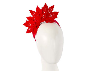 Cupids Millinery Women's Hat Red Red laser cut maple leafs on headband