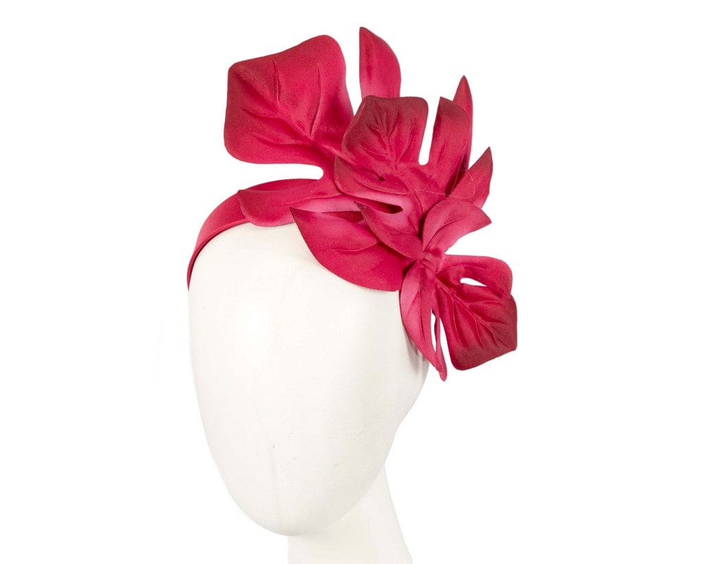 Cupids Millinery Women's Hat Red Red monstera leaves fascinator by Max Alexander