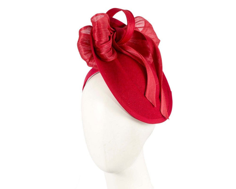 Cupids Millinery Women's Hat Red Red plate with bow winter fascinator by Fillies Collection