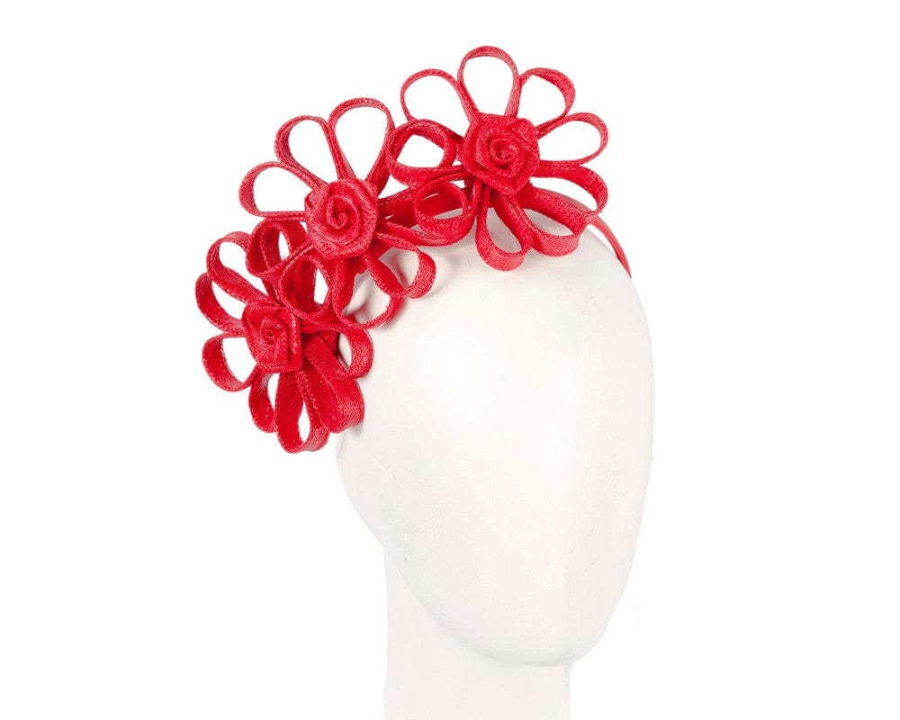 Cupids Millinery Women's Hat Red Red sinamay flowers headband by Max Alexander