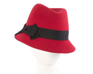 Cupids Millinery Women's Hat Red Red winter fashion trilby hat by Betmar NY