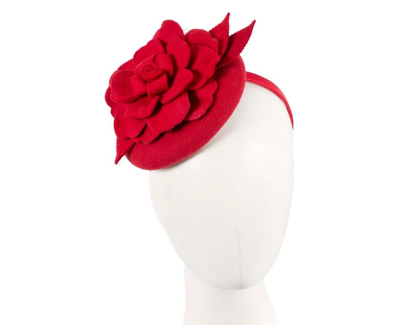 Cupids Millinery Women's Hat Red Red winter pillbox fascinator by Max Alexander