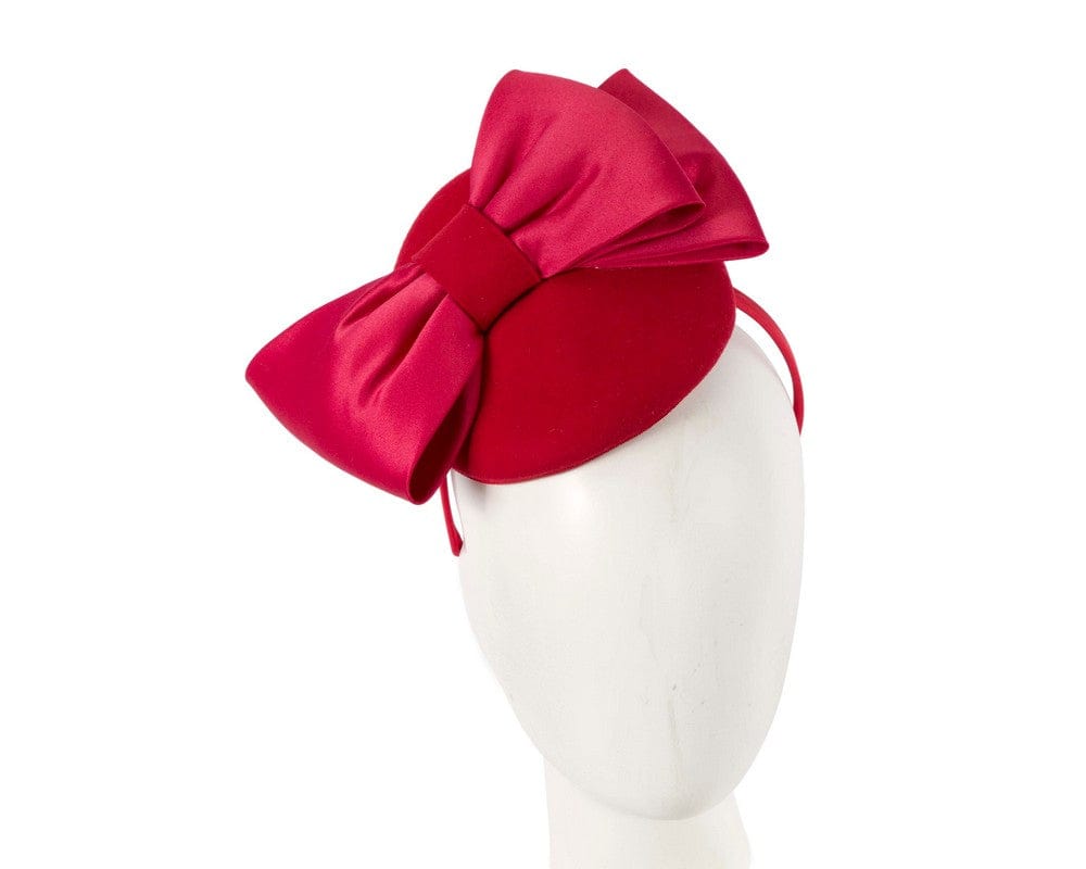 Cupids Millinery Women's Hat Red Red winter pillbox fascinator with bow