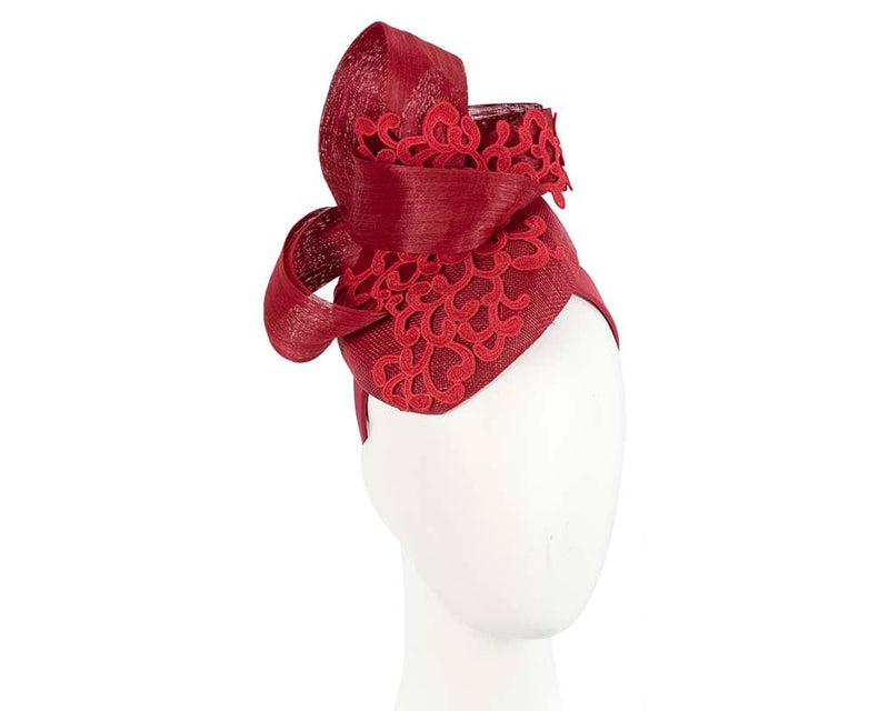 Cupids Millinery Women's Hat Red Stunning red pillbox fascinator with lace by Fillies Collection