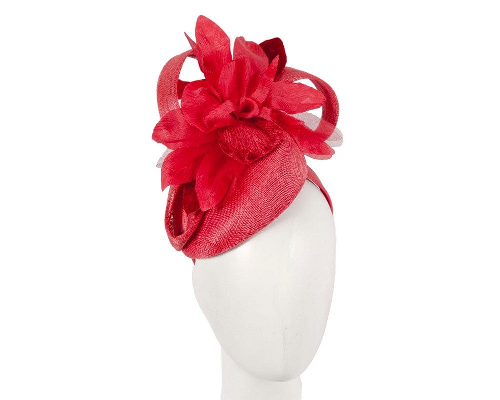 Cupids Millinery Women's Hat Red Tall red racing pillbox fascinator by Fillies Collection