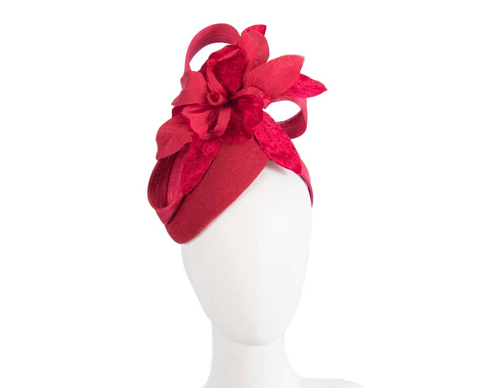 Cupids Millinery Women's Hat Red Tall red winter racing pillbox fascinator by Fillies Collection