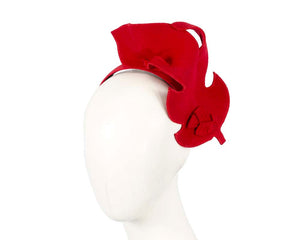 Cupids Millinery Women's Hat Red Unusual red felt Max Alexander fascinator for races