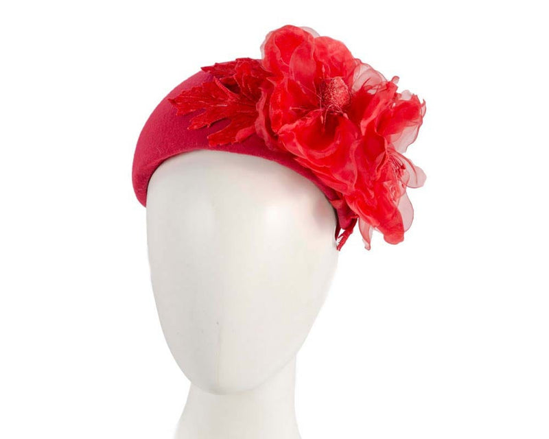 Cupids Millinery Women's Hat Red Wide red headband with silk flower