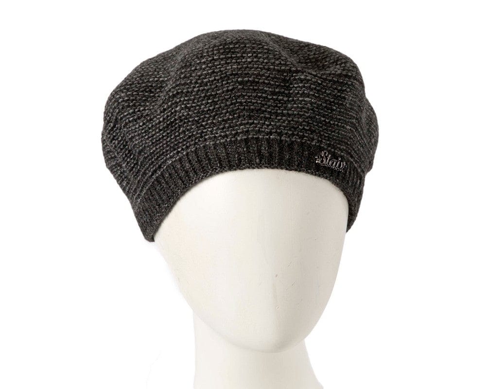 Cupids Millinery Women's Hat Silver Classic crocheted dark grey beret by Max Alexander