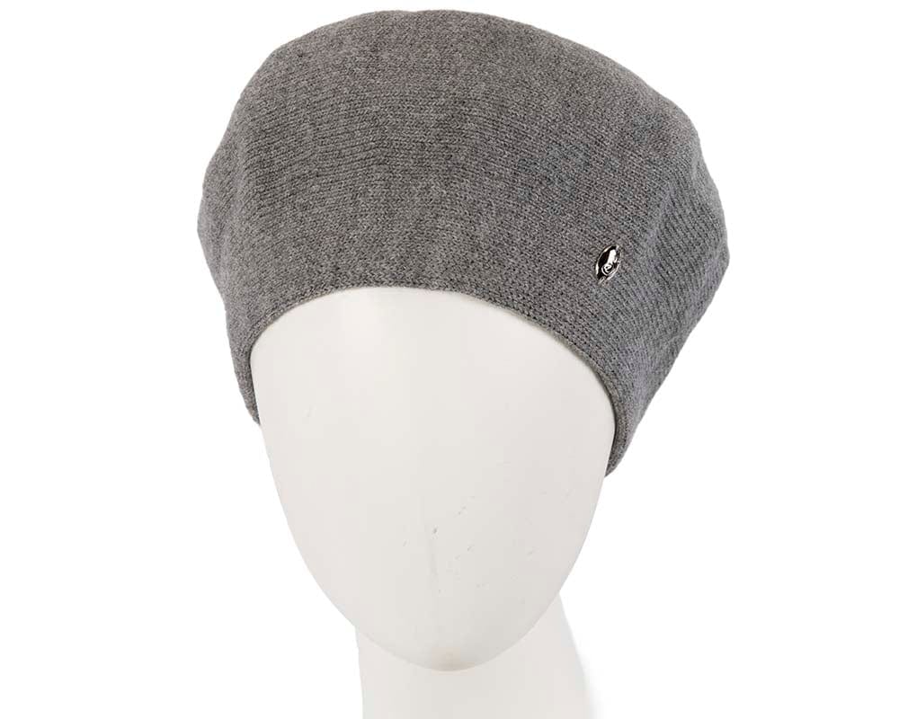 Cupids Millinery Women's Hat Silver Classic woven dark grey beret by Max Alexander