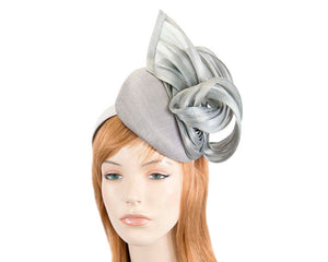 Cupids Millinery Women's Hat Silver Elegant silver pillbox racing fascinator by Fillies Collection