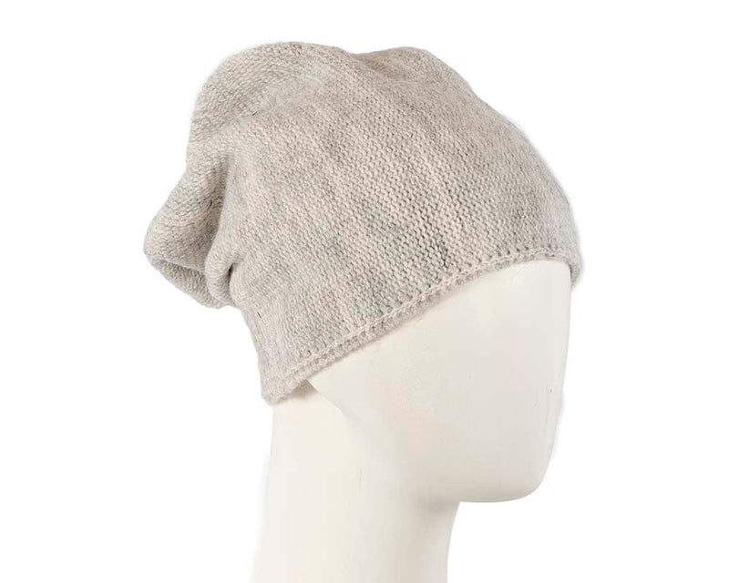 Cupids Millinery Women's Hat Silver European made woven light grey beanie