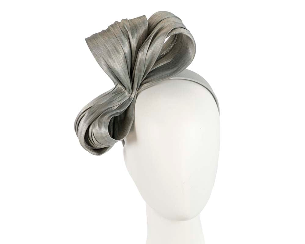 Cupids Millinery Women's Hat Silver Exclusive silver silk abaca bow by Fillies Collection
